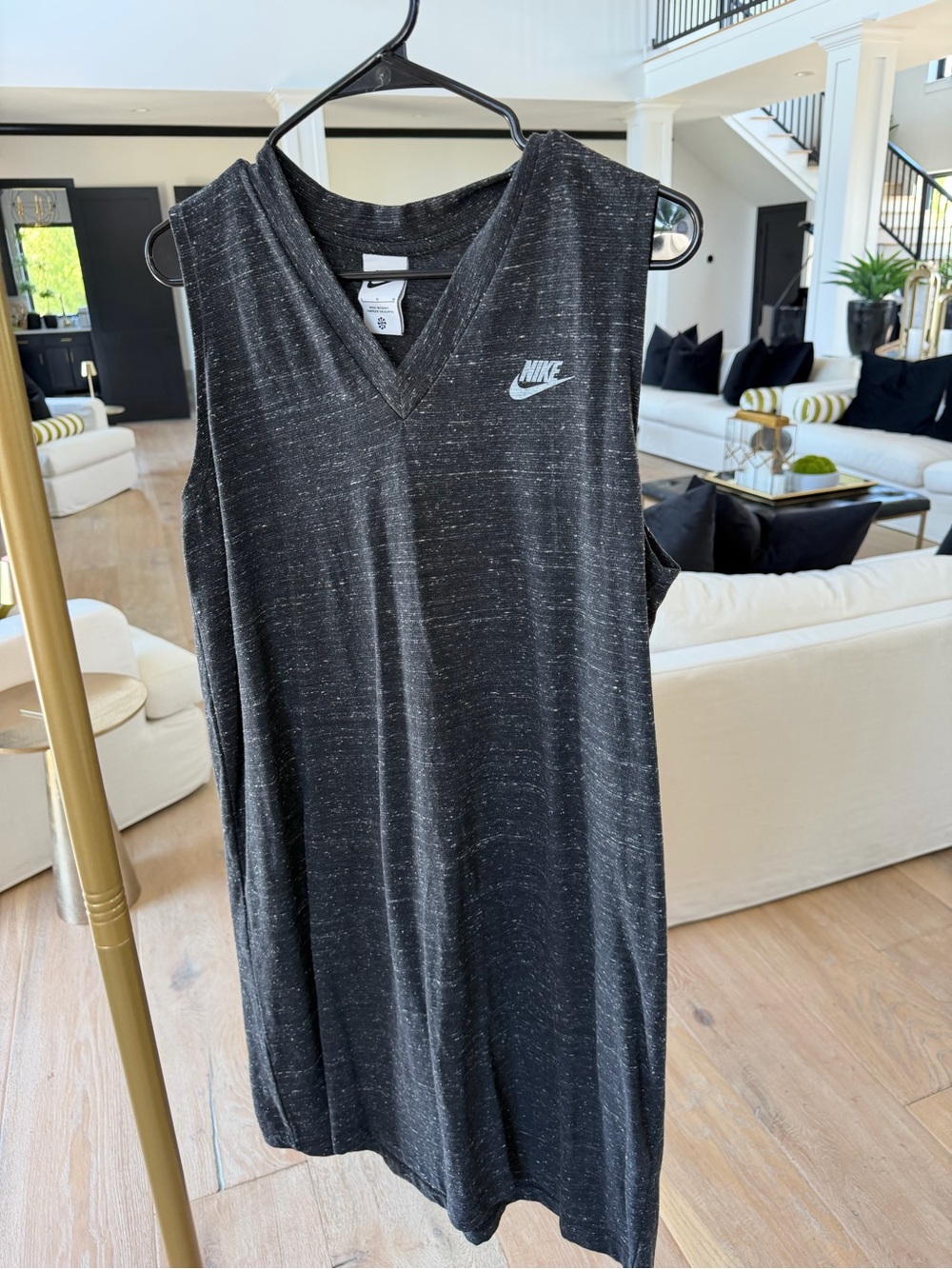 Nike Black Speckled V-Neck Sleeveless Dress